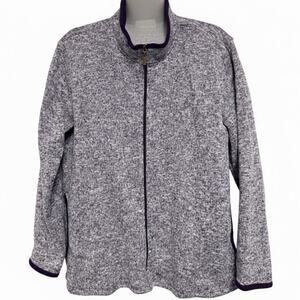 Stan Herman Size L Purple Heathered Fleece Full Zip Jacket